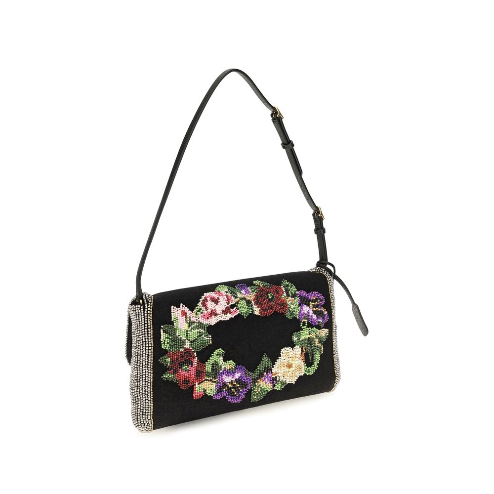 Schwarze Schultertasche aus Satin