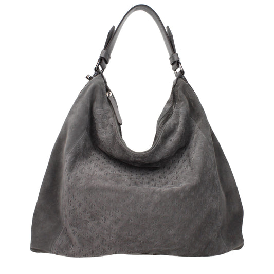 Grey Leather Shoulder Bag