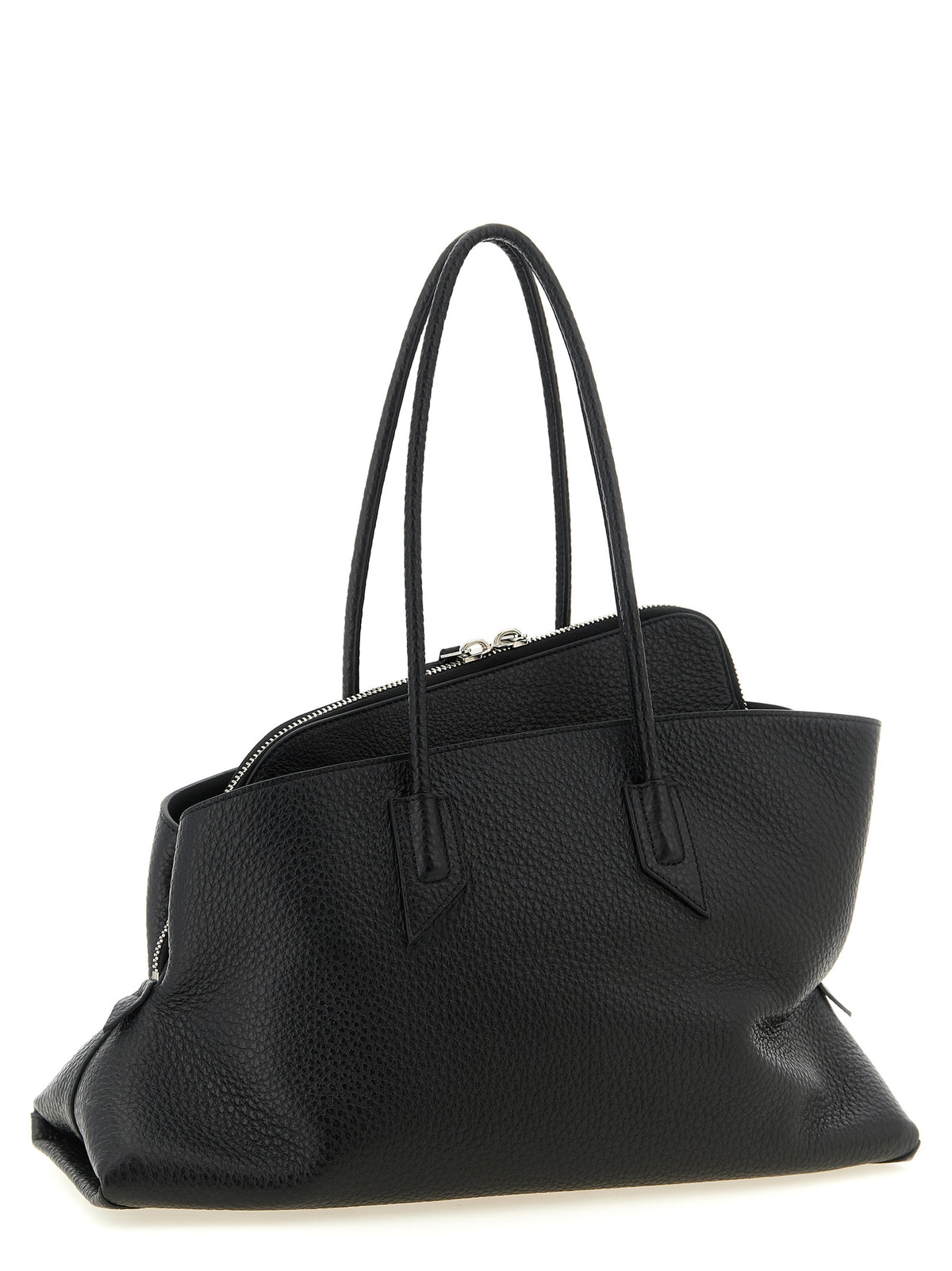 Schwarze Schultertasche aus Rindsleder