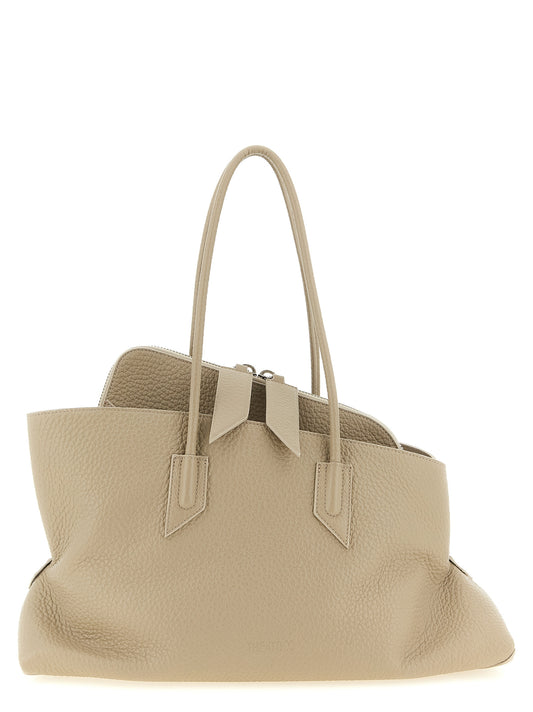 Beige calfskin shoulder bag