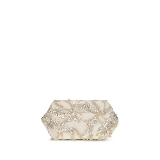 Beige silk shoulder bag