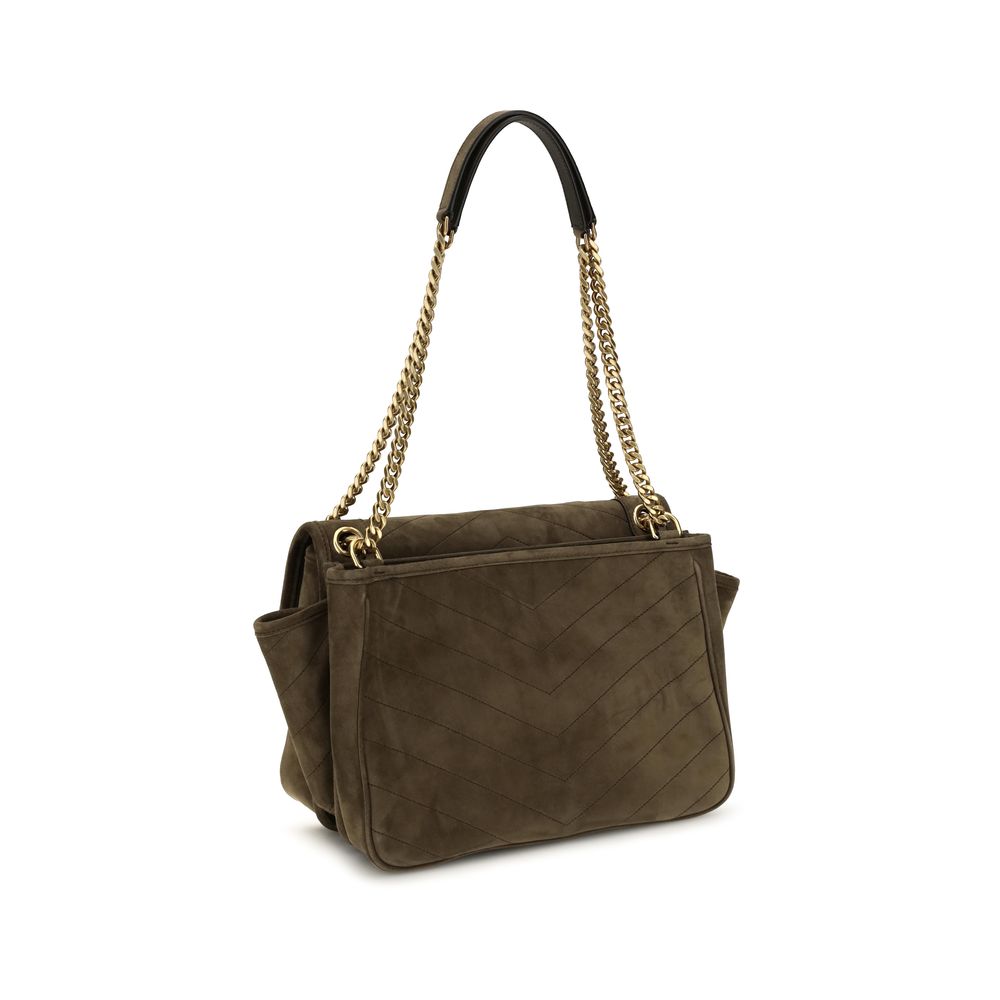 Zweifarbige Schultertasche aus Wildleder