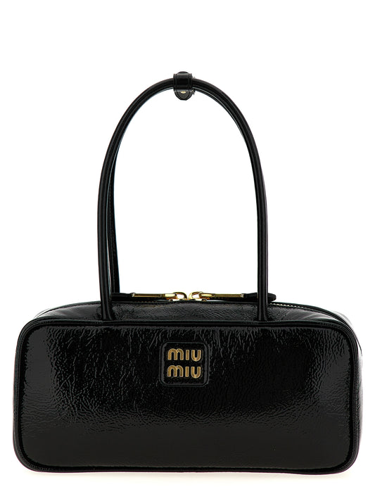 Schwarze Lammleder-Schultertasche