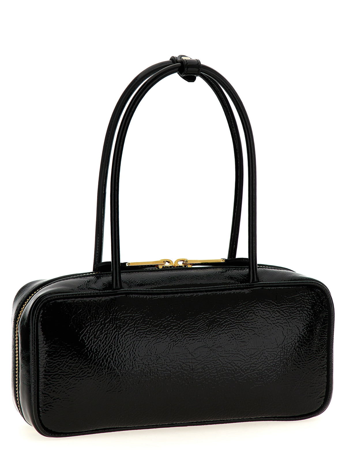 Schwarze Lammleder-Schultertasche