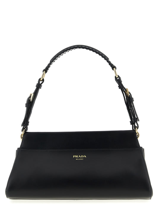 Black Calf Leather Shoulder Bag