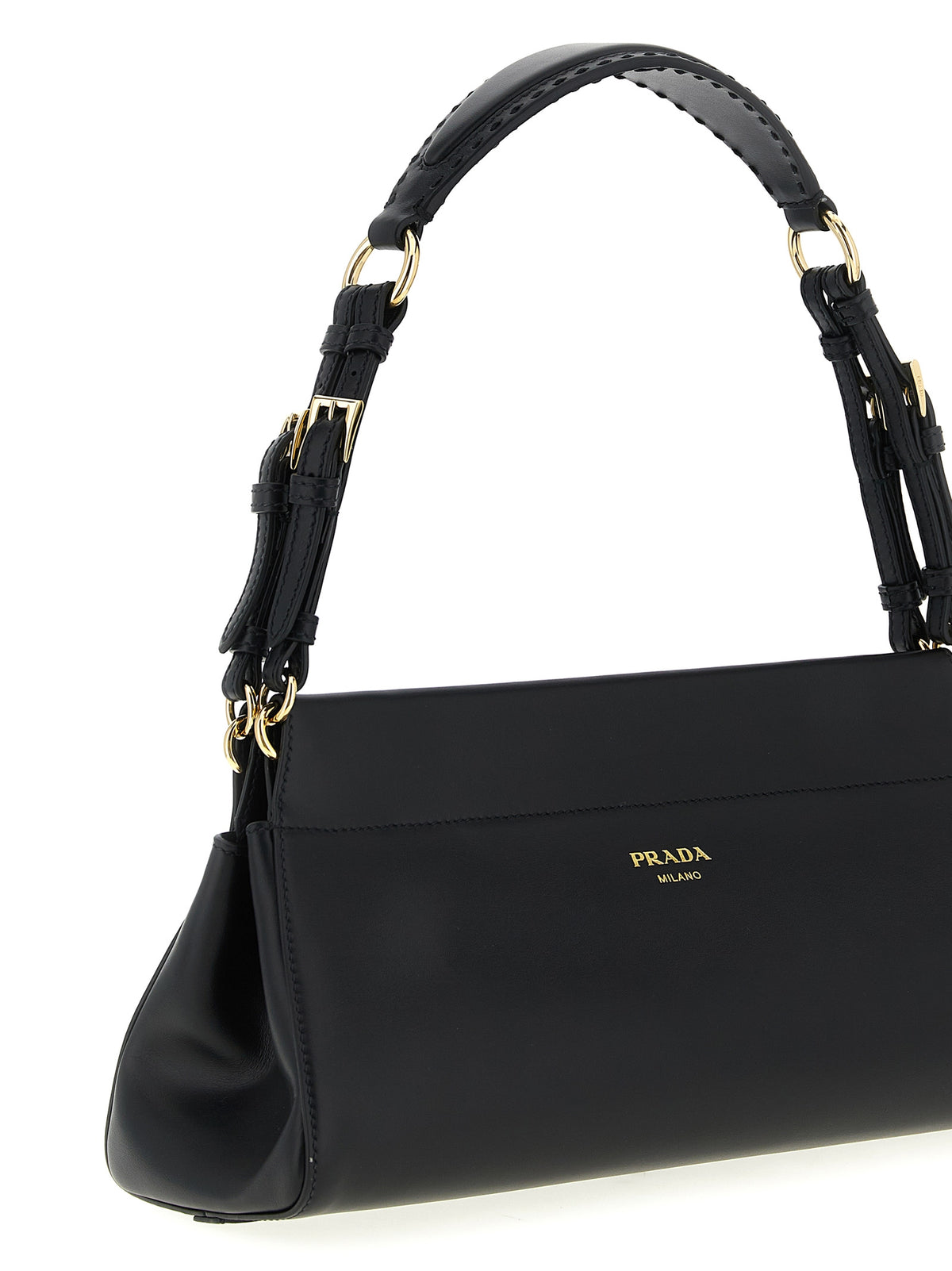 Black Calf Leather Shoulder Bag