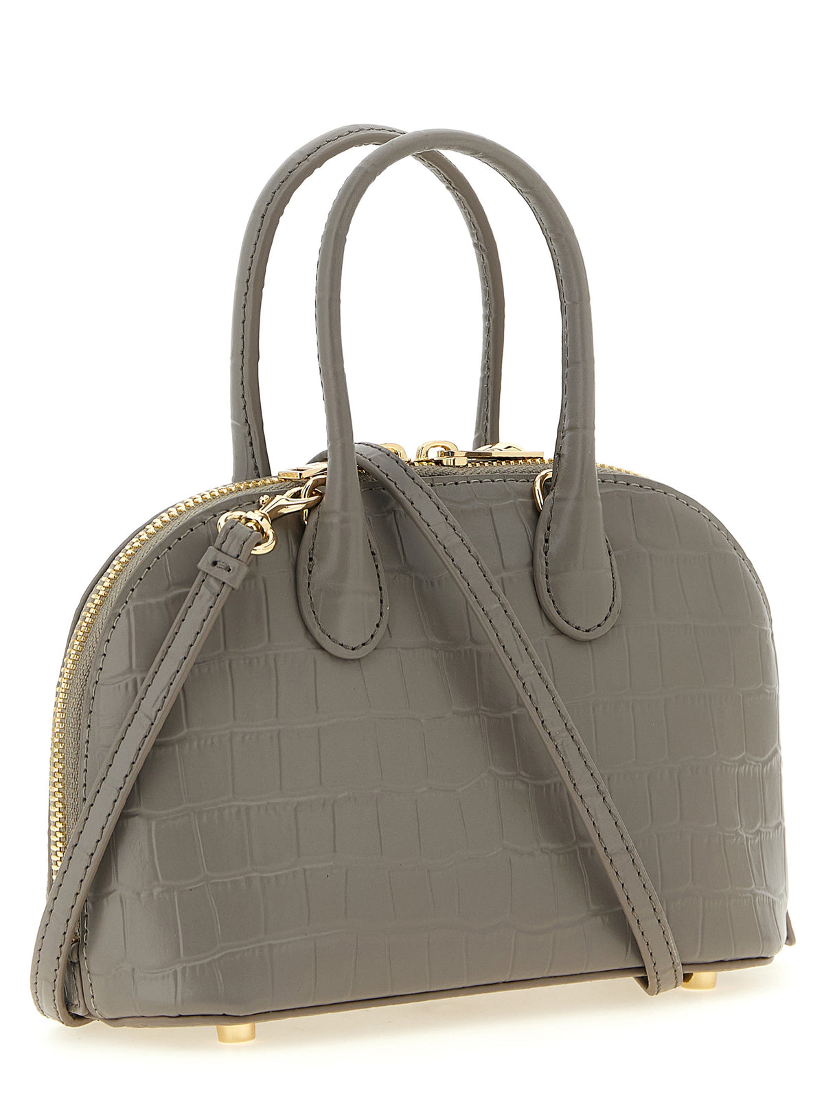 Graue Handtasche aus Rindsleder