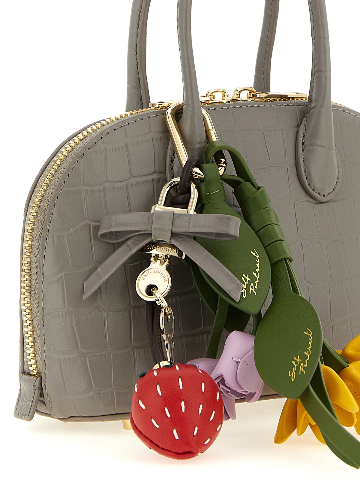 Graue Handtasche aus Rindsleder