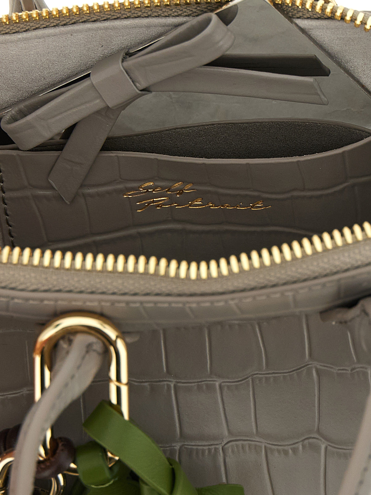 Graue Handtasche aus Rindsleder