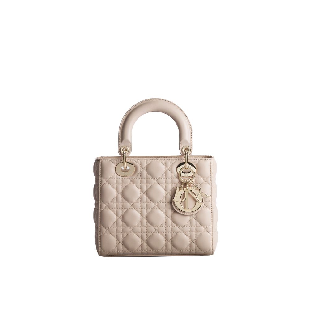 Beige lambskin shoulder bag