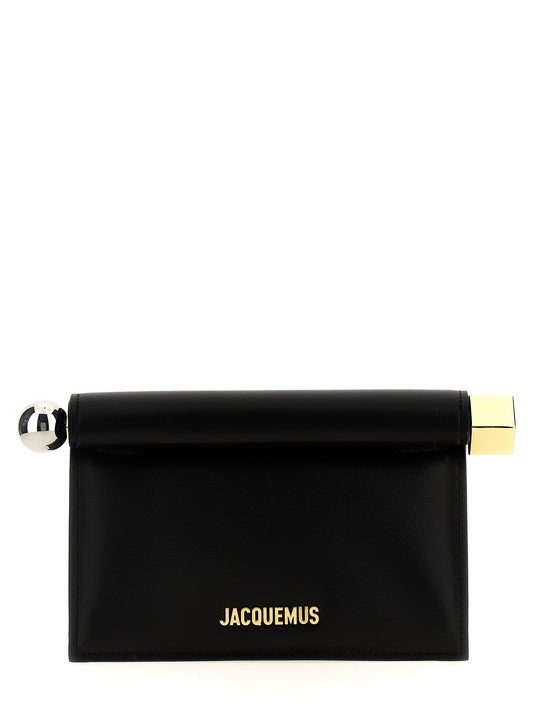 Schwarze Lammleder-Clutch