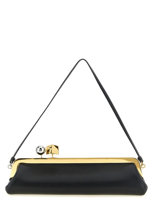 Schwarze Lammleder-Clutch