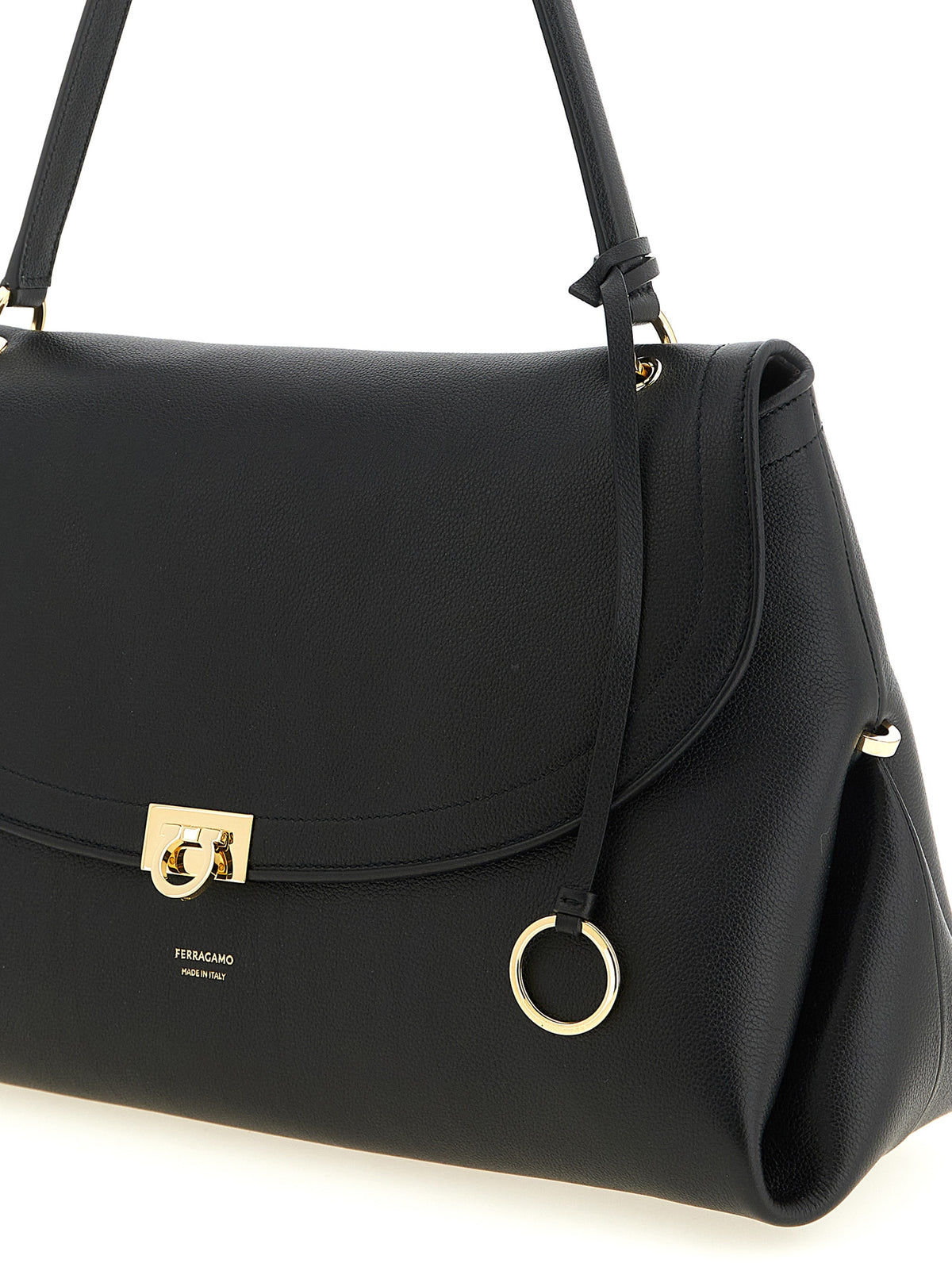 Schwarze Kalbsleder-Schultertasche