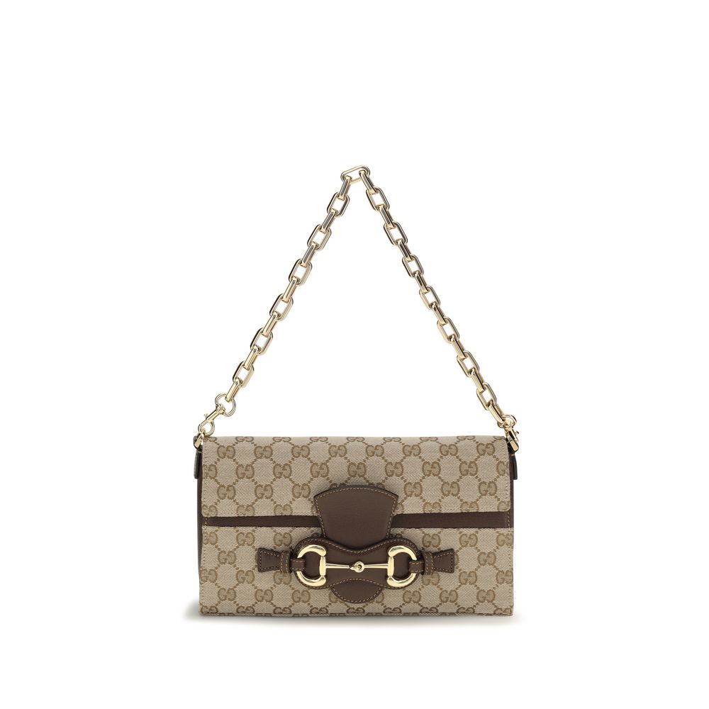 Beige Stoff-Schultertasche
