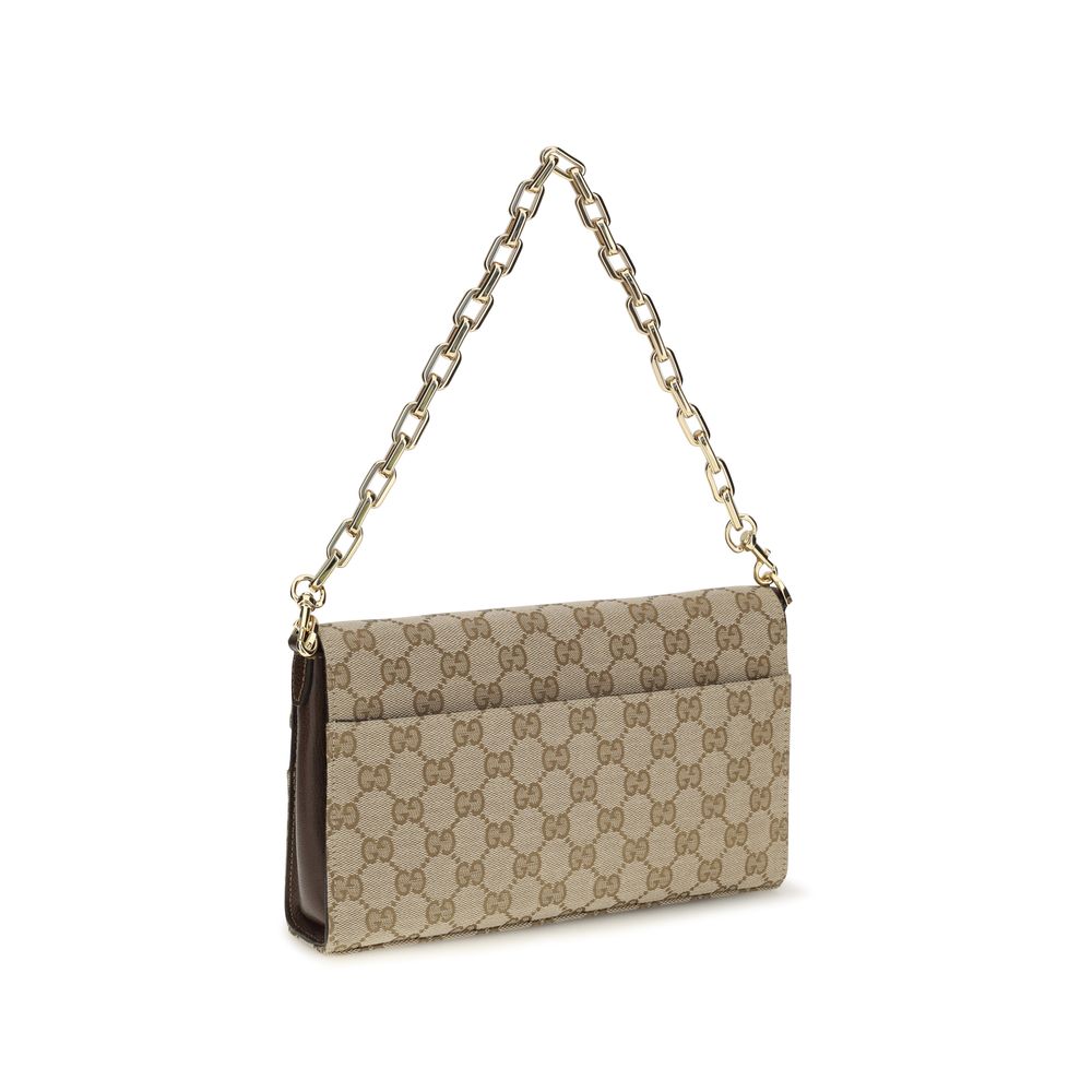 Beige Stoff-Schultertasche