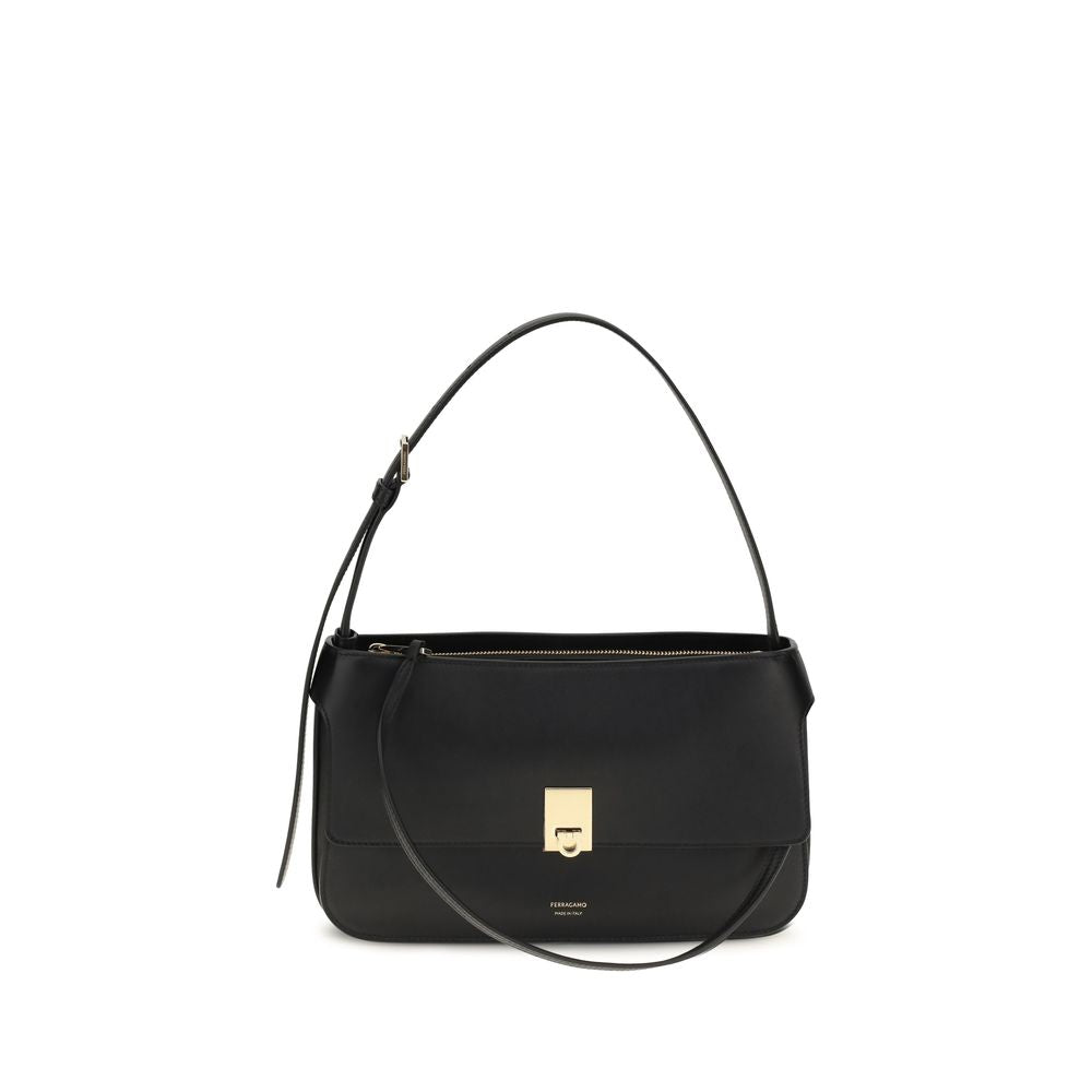 Black Bos Taurus Calf Leather Shoulder Bag