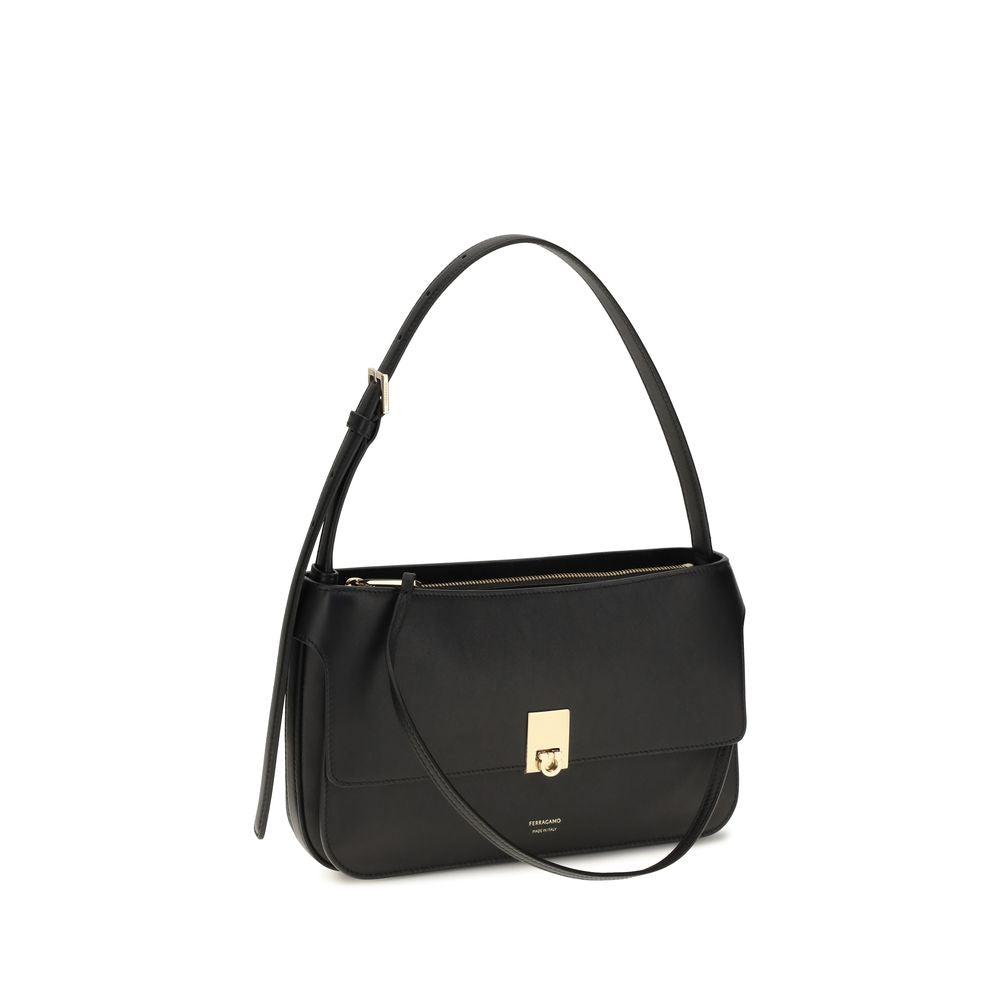 Black Bos Taurus Calf Leather Shoulder Bag