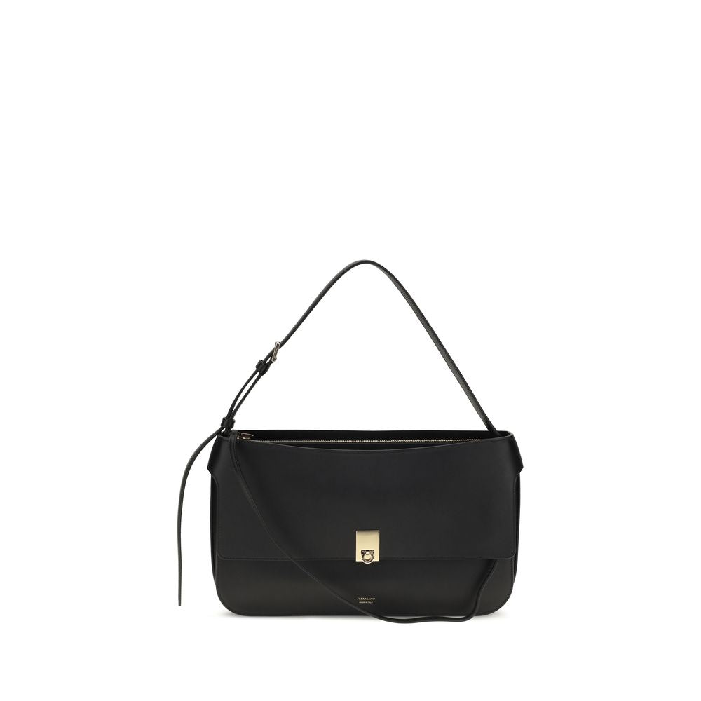 Schwarze Bos Taurus Kalbsleder Schultertasche