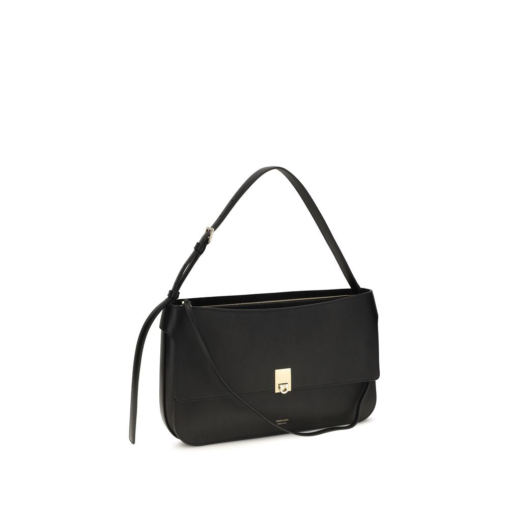 Schwarze Bos Taurus Kalbsleder Schultertasche