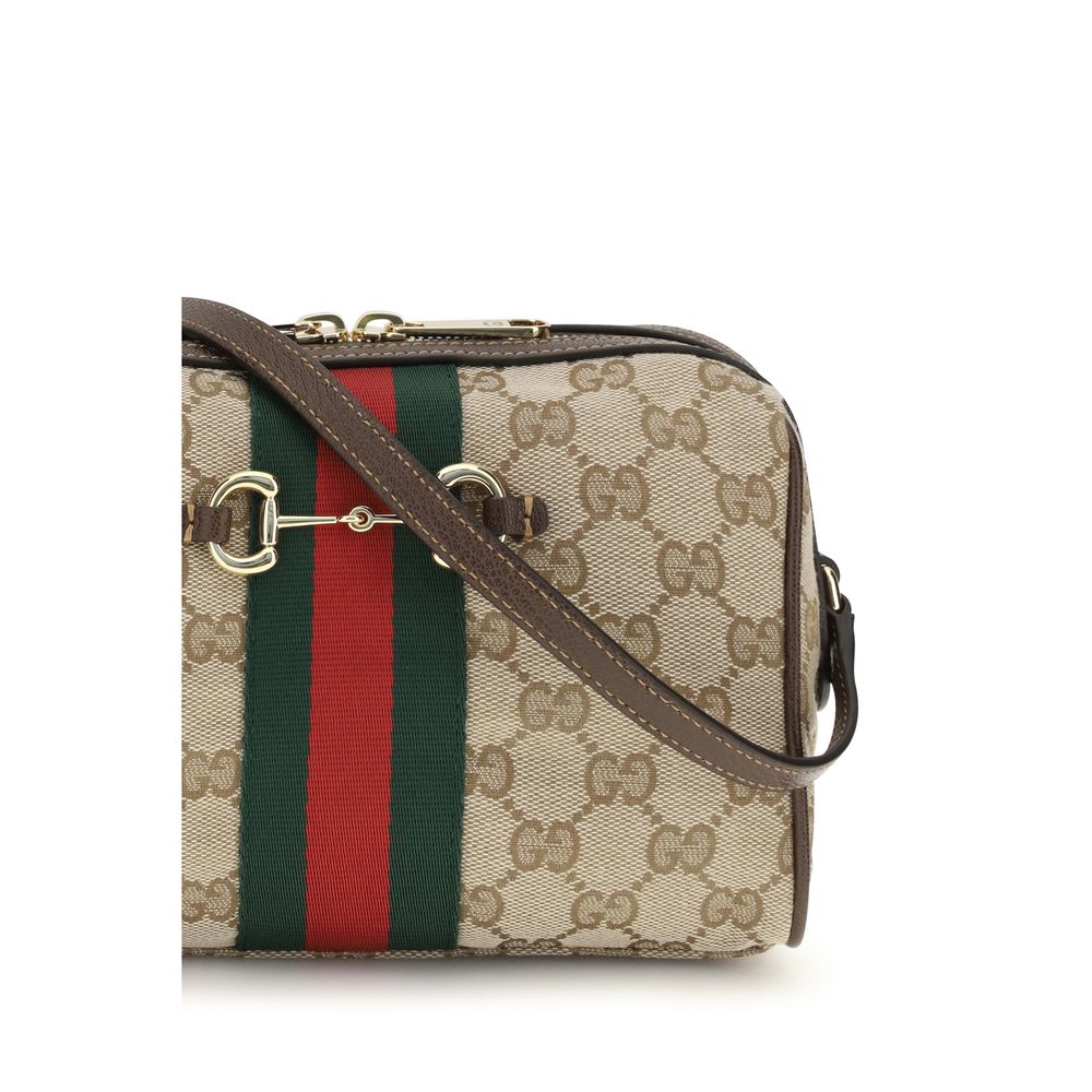 Beige Stoff-Schultertasche