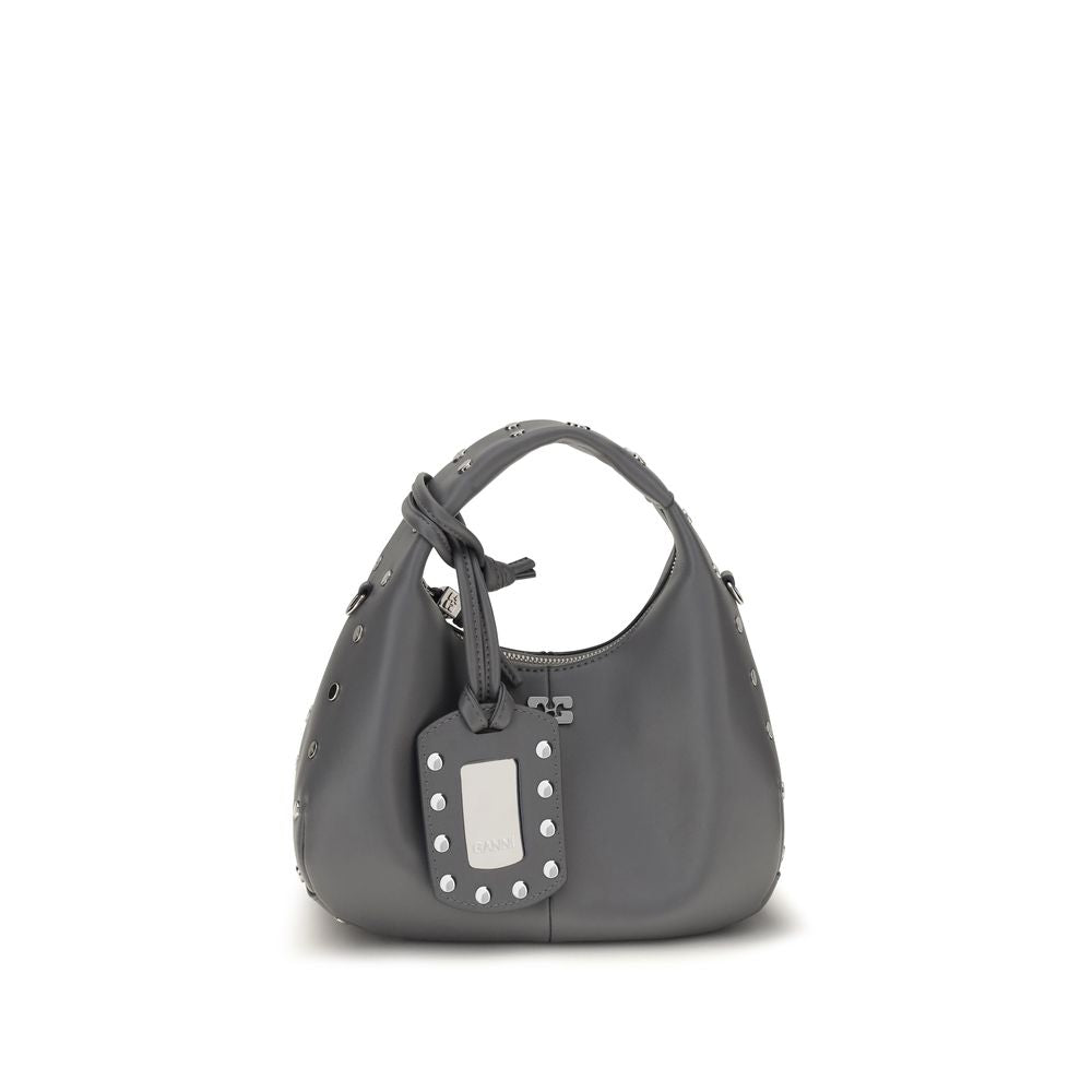 Grey Leather Shoulder Bag