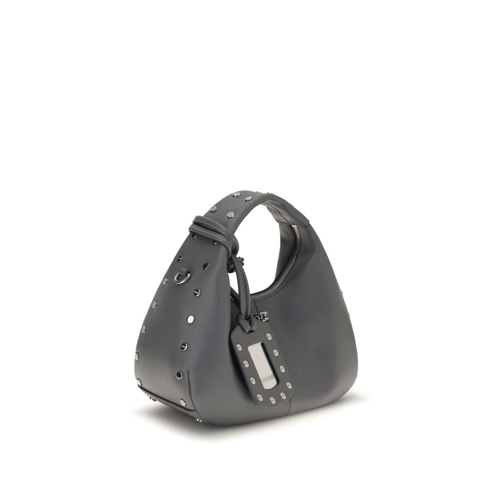 Grey Leather Shoulder Bag