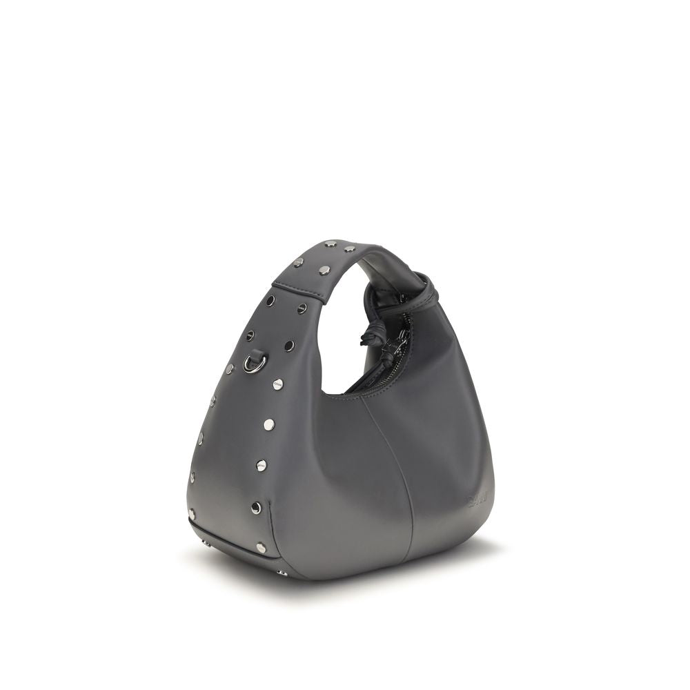 Grey Leather Shoulder Bag