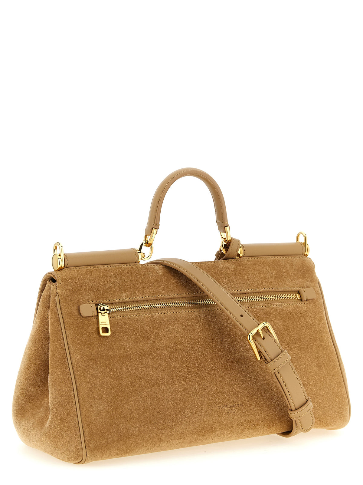 Beige Kalbsleder Handtasche