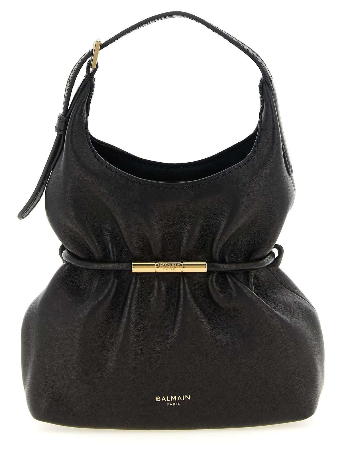 Schwarze Lammleder-Schultertasche
