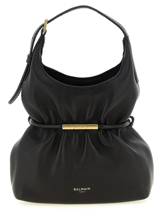 Schwarze Lammleder-Schultertasche
