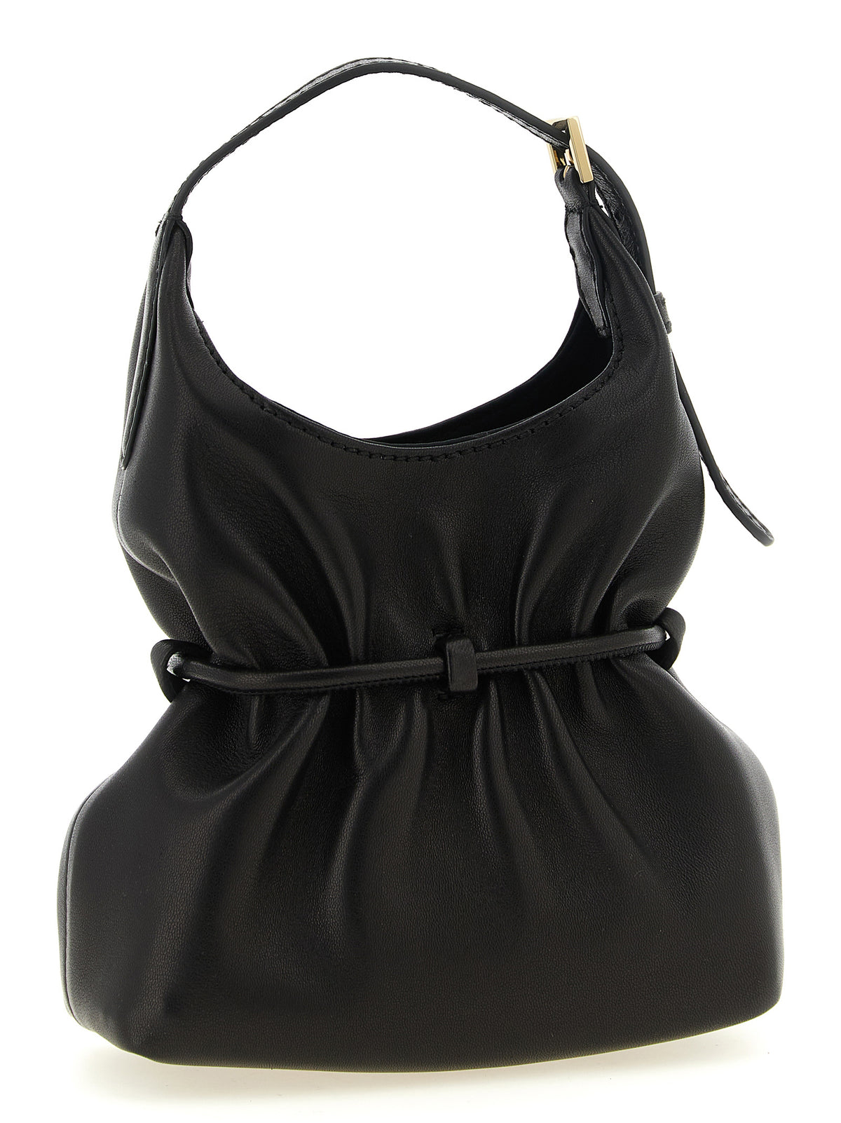 Schwarze Lammleder-Schultertasche