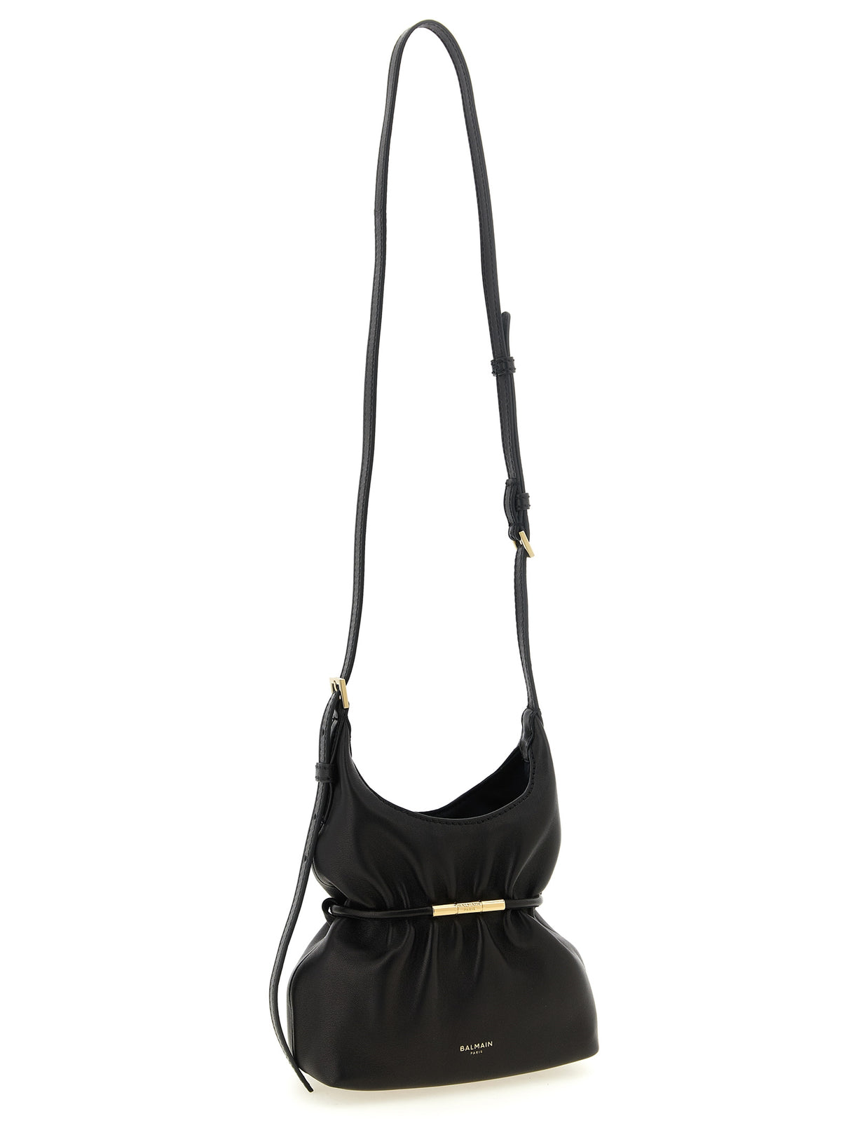 Schwarze Lammleder-Schultertasche