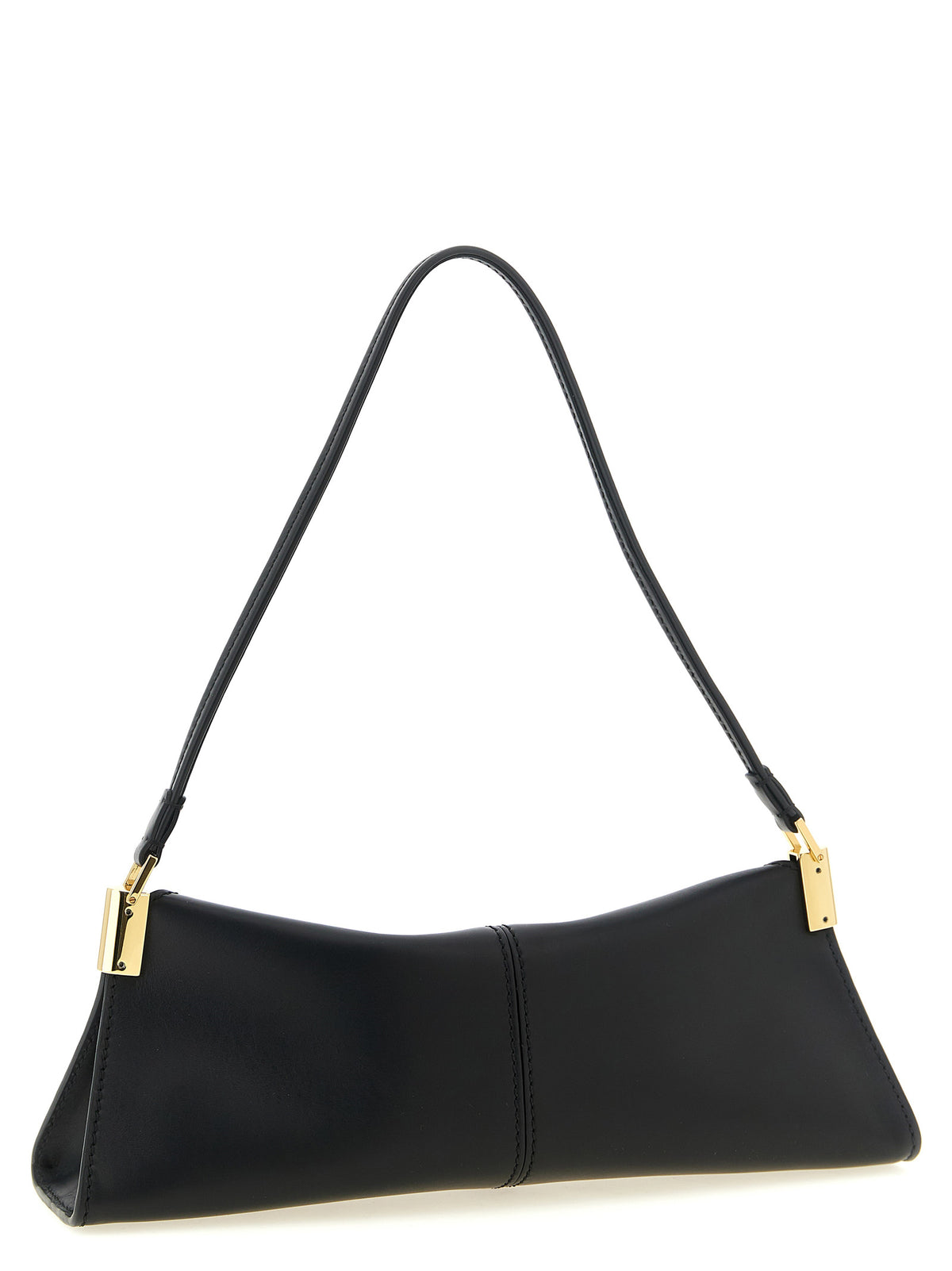 Schwarze Kalbsleder-Schultertasche