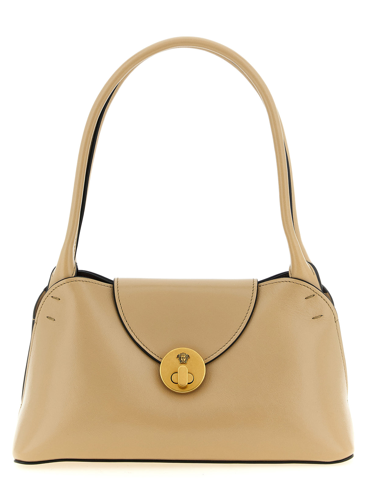 Beigefarbene Kalbshaut Schultertasche