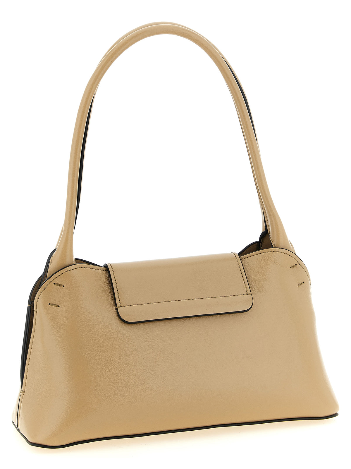 Beigefarbene Kalbshaut Schultertasche