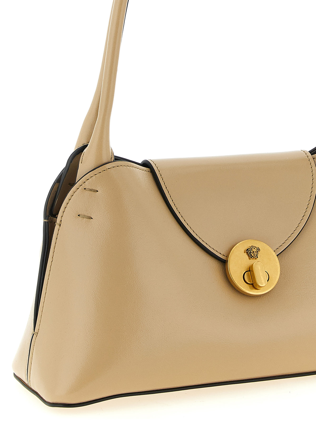Beigefarbene Kalbshaut Schultertasche