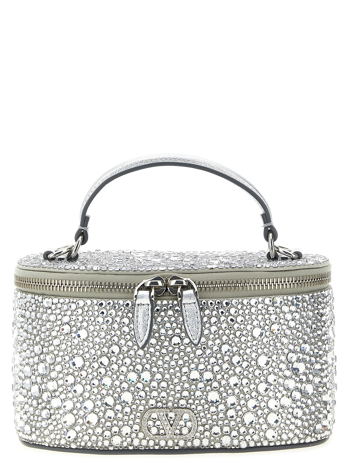 Handtasche aus silberfarbener Viskose