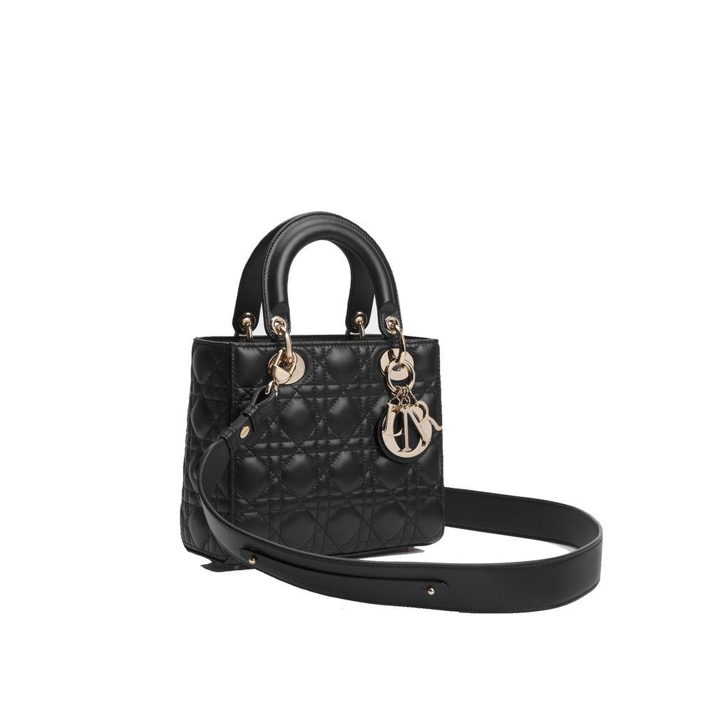 Schwarze Lammleder-Schultertasche