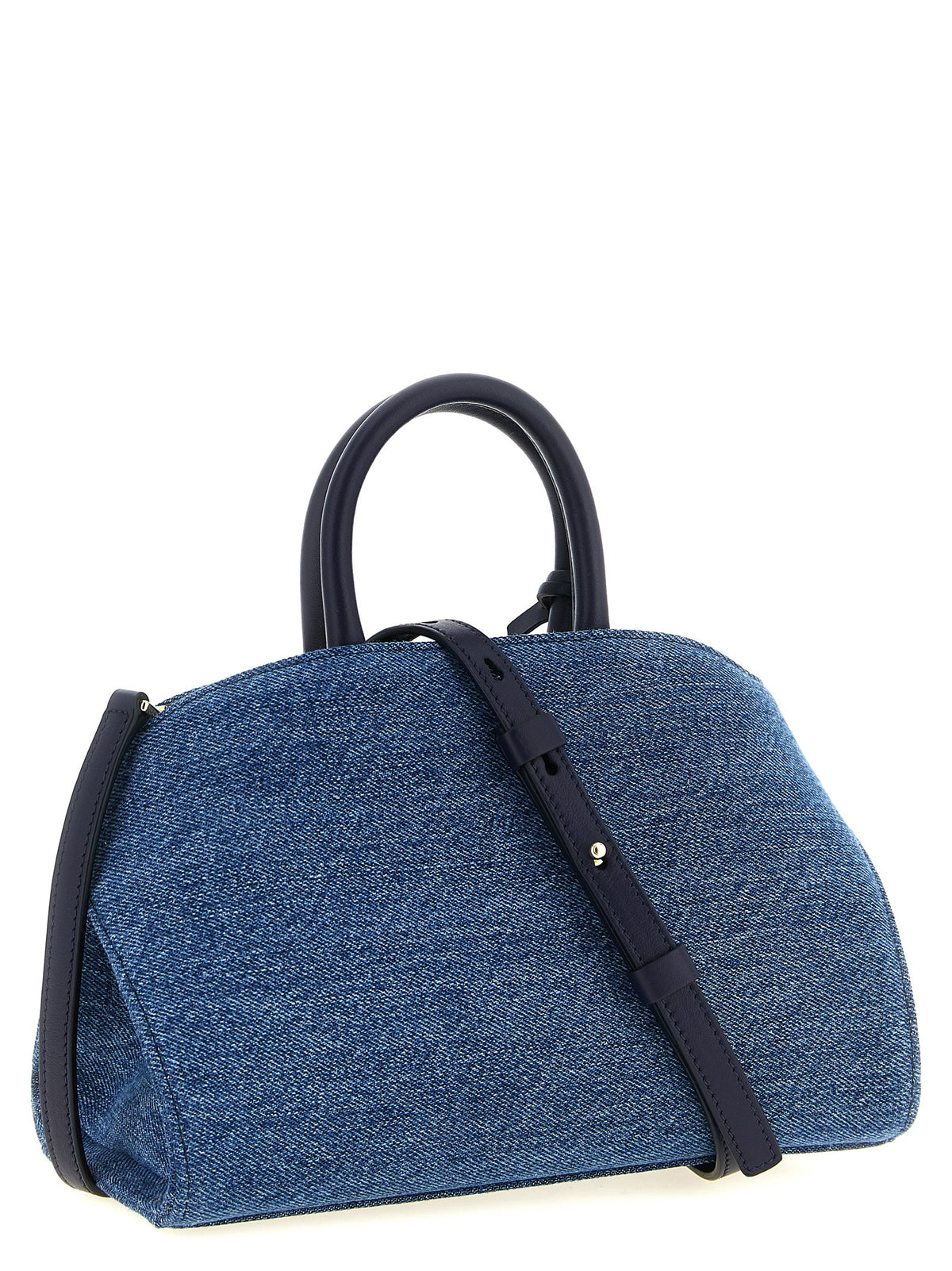 Blaue Stoffhandtasche