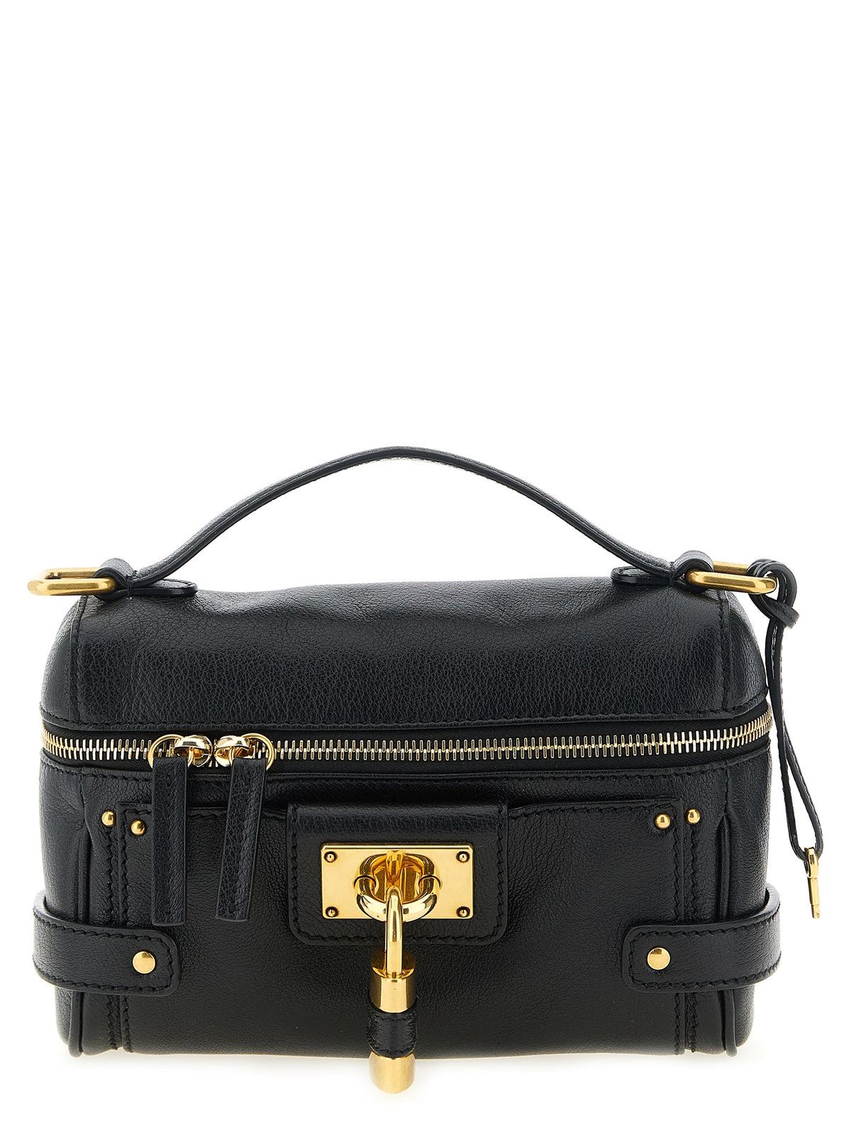 Schwarze Schultertasche aus Büffelleder