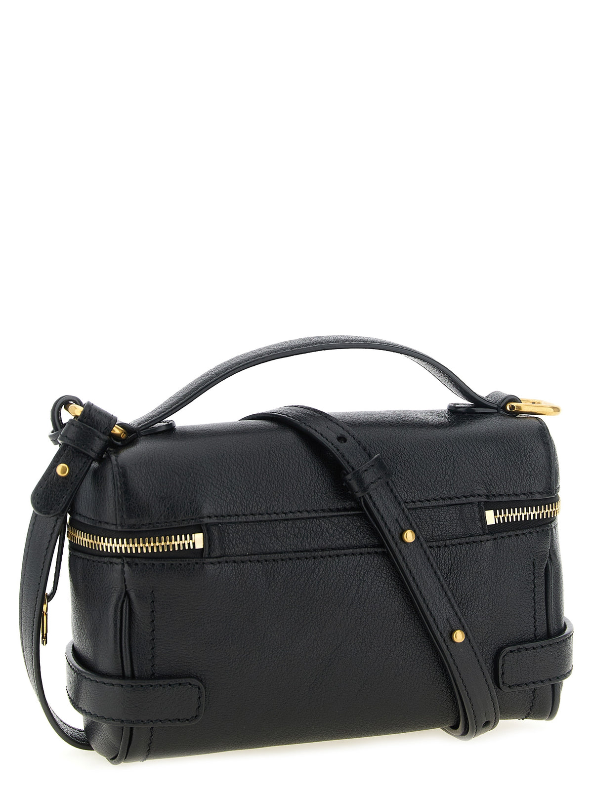 Schwarze Schultertasche aus Büffelleder