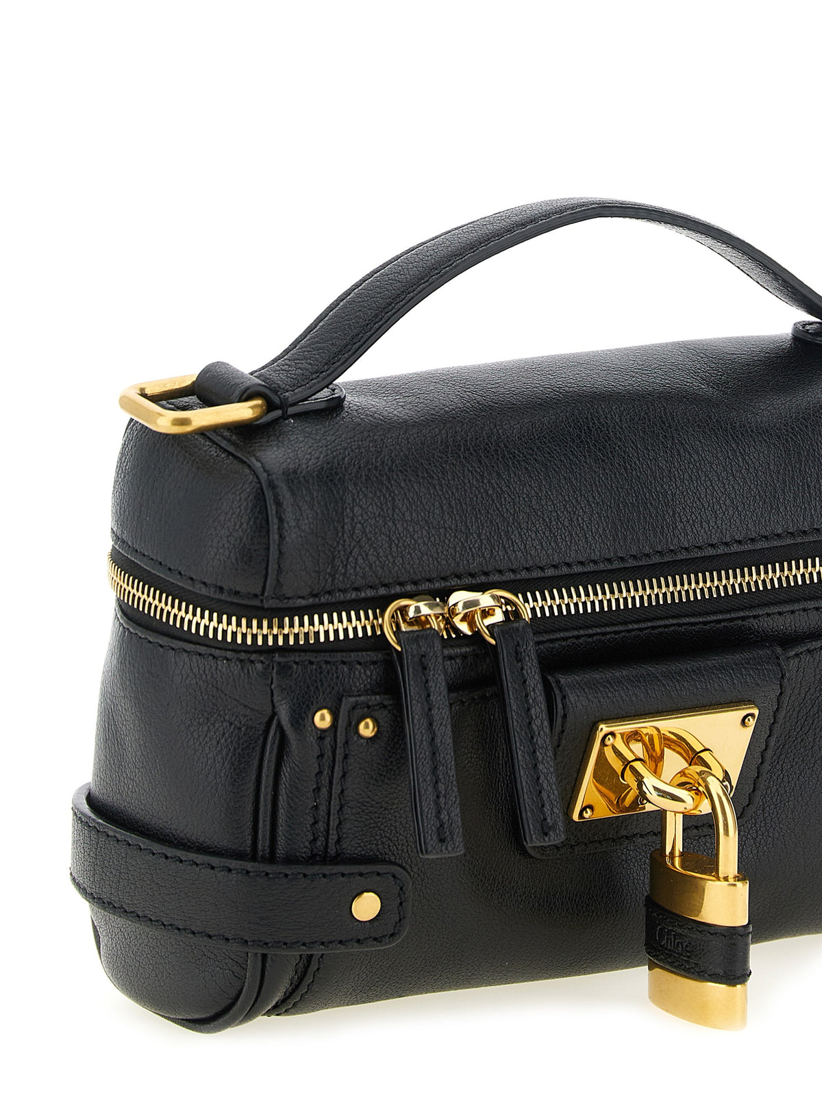 Schwarze Schultertasche aus Büffelleder