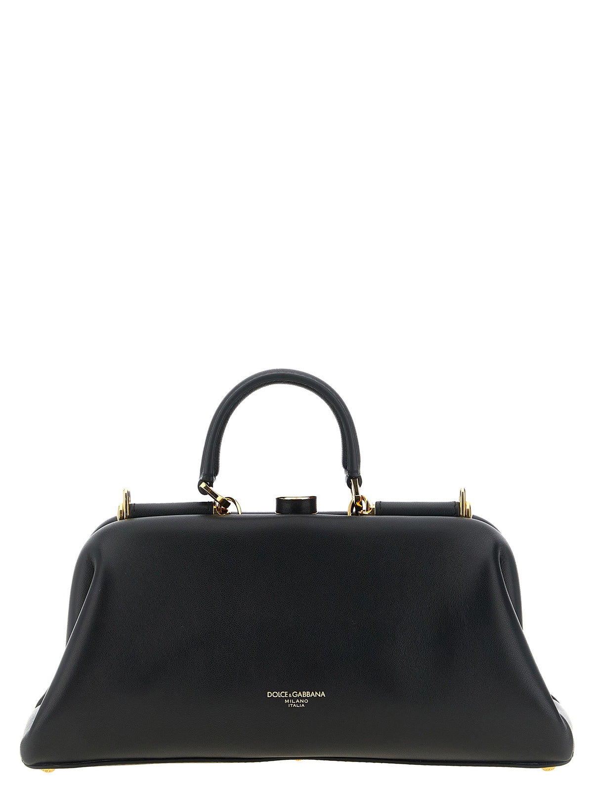 Schwarze Lammleder-Schultertasche