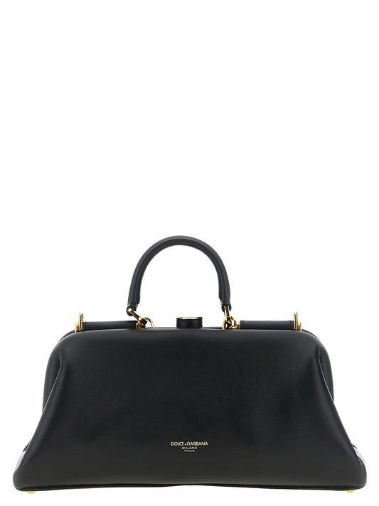 Schwarze Lammleder-Schultertasche