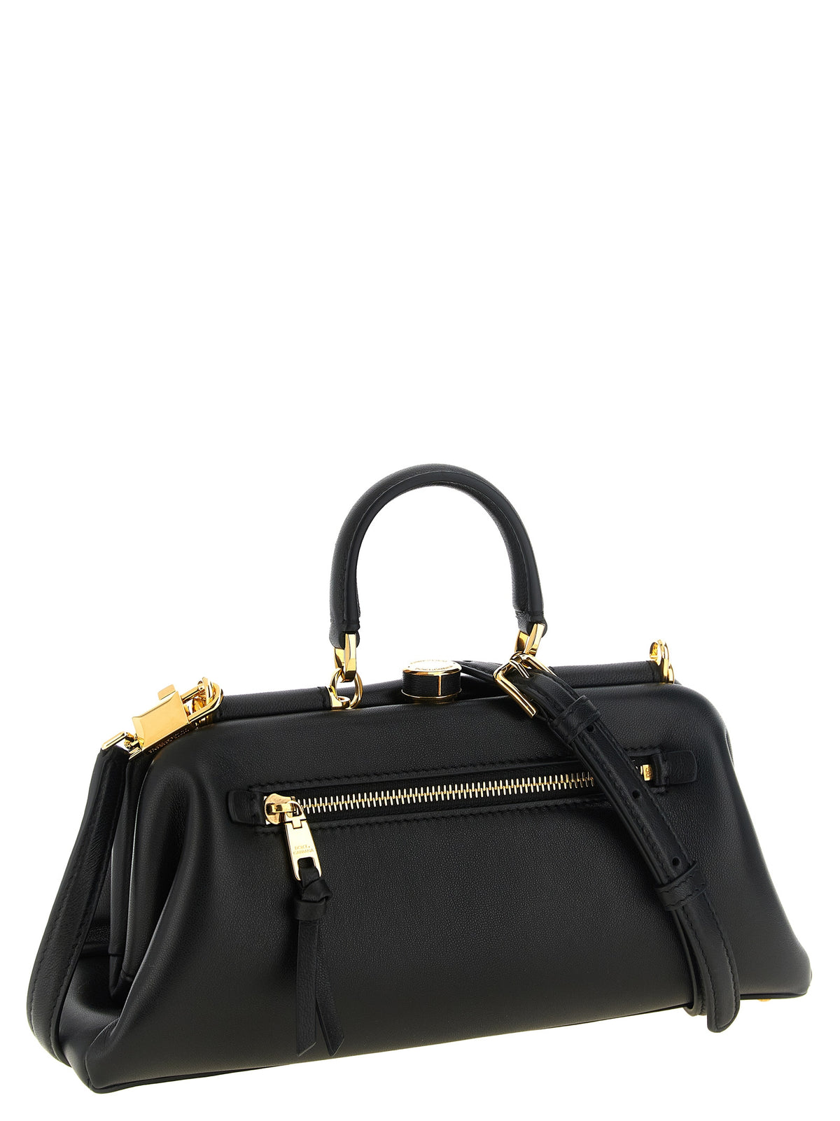 Schwarze Lammleder-Schultertasche