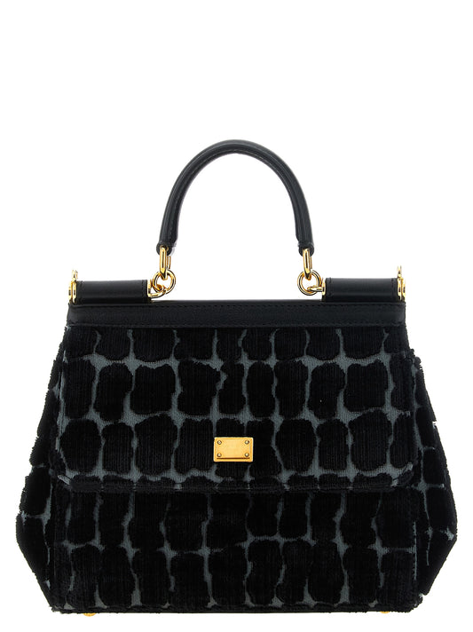 Schwarze Baumwoll-Handtasche