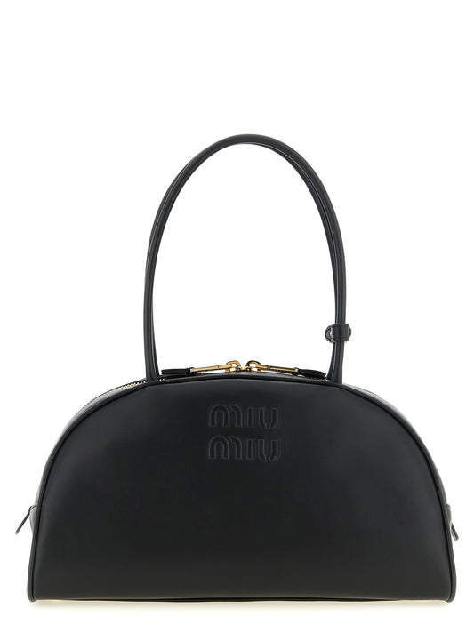 Schwarze Kalbsleder-Schultertasche