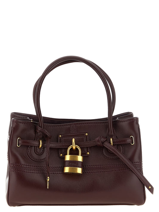 Schultertasche aus bordeauxrotem Lammleder