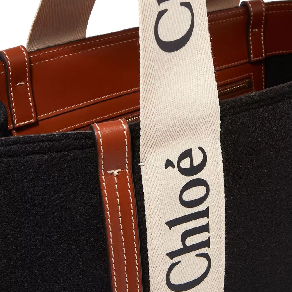 Schwarze Woll-Tote Bag