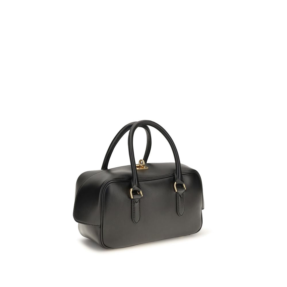Schwarze Lammleder-Schultertasche